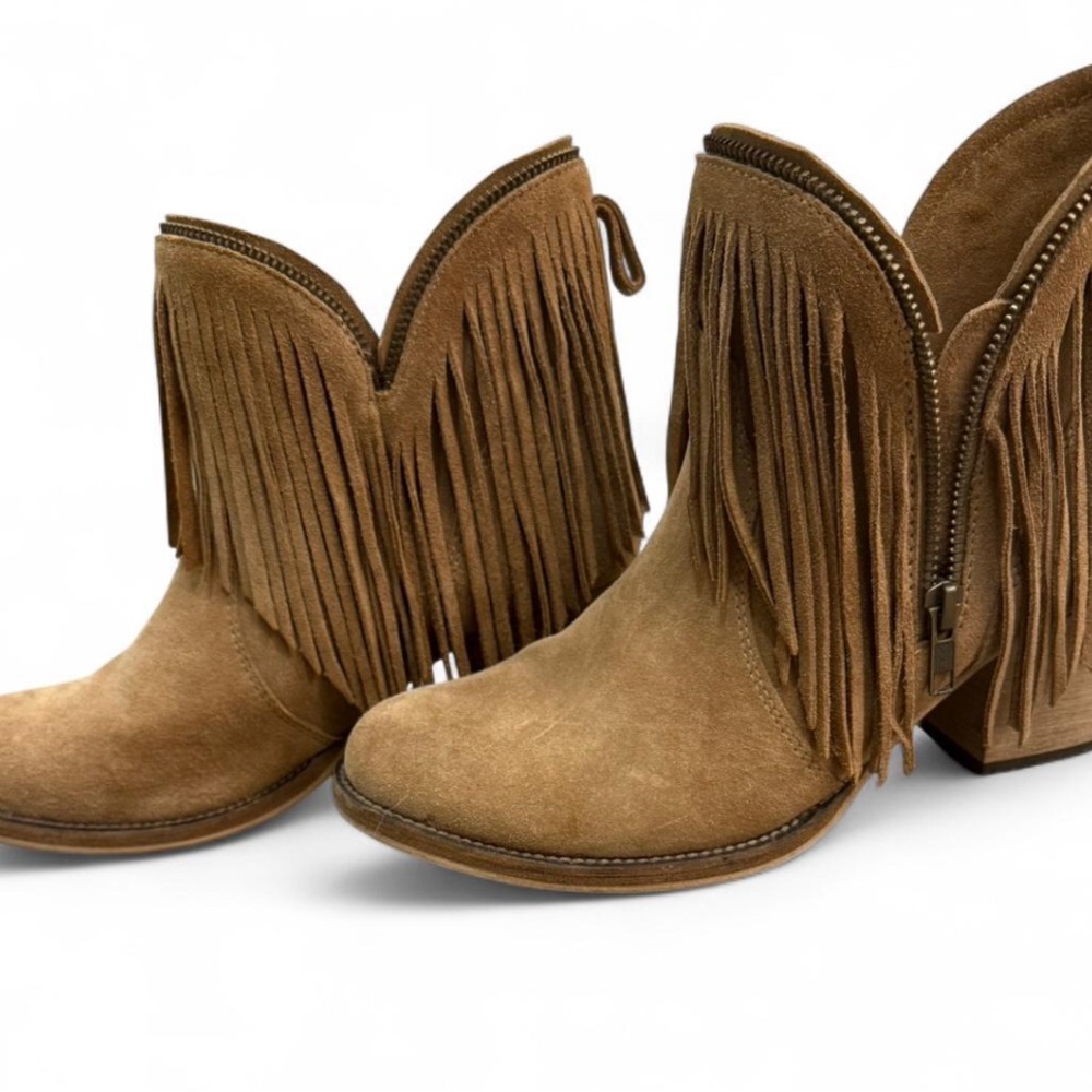 Dingo Tan Fringe Ankle Booties